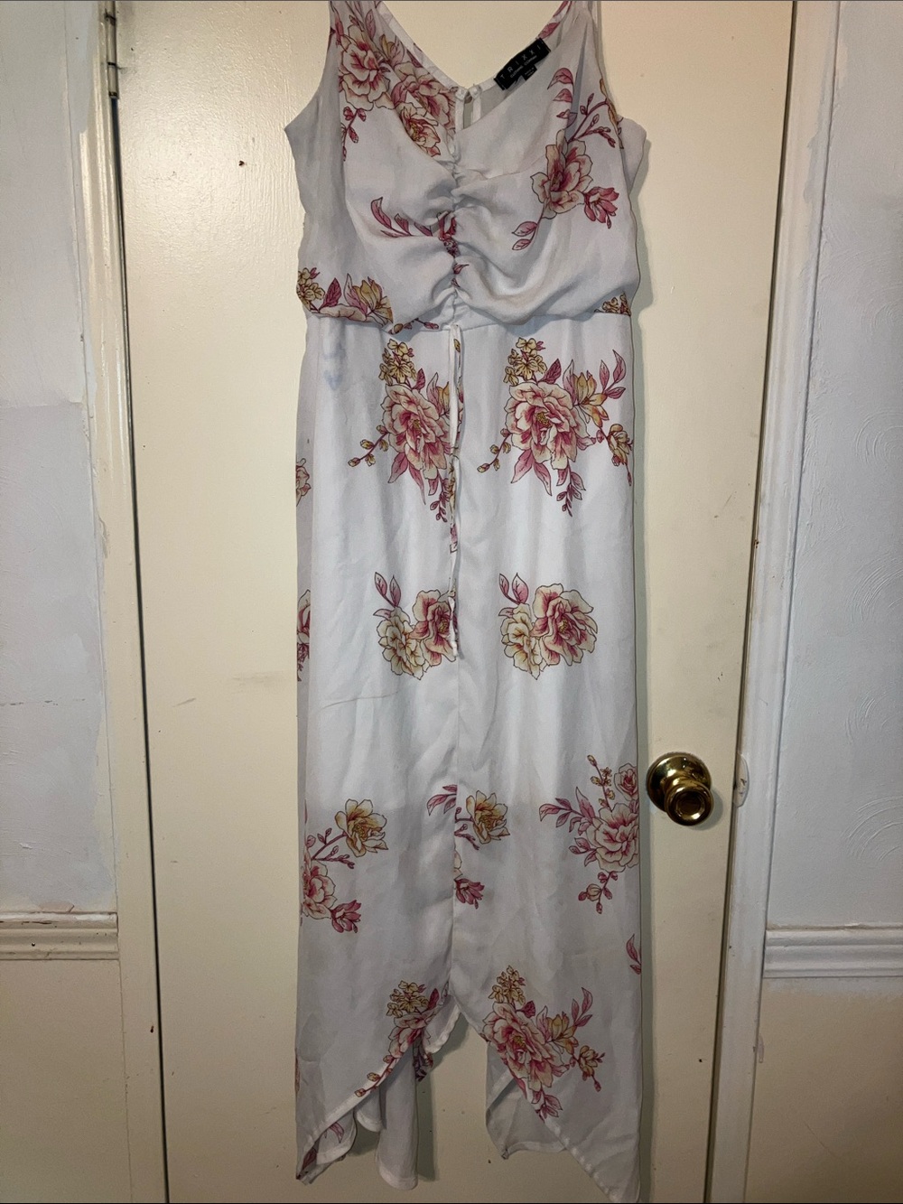 Trixxi White Floral Asymmetrical Maxi Dress
